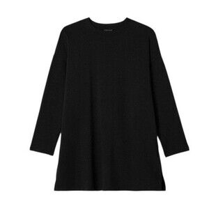 NEW Eileen Fisher Tunic Top Black Crew Neck Boxy Fit MEDIUM Sustainable Organic